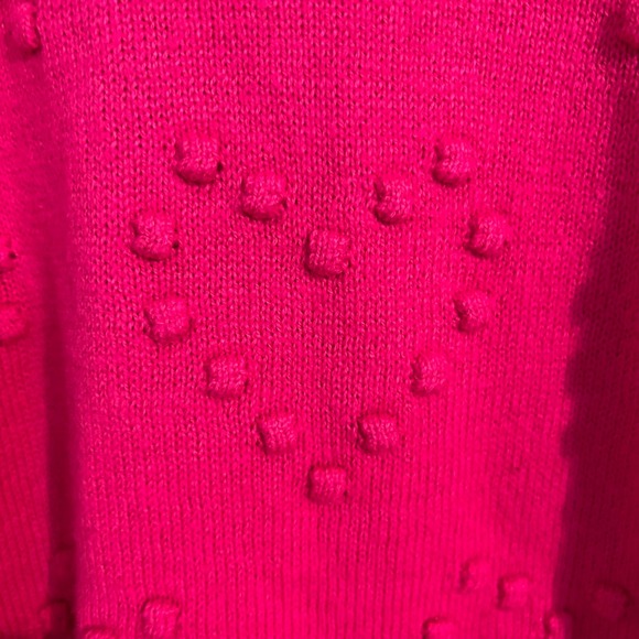 Lilly Pulitzer Pink Heart Pom Pom Sweater Puff Sleeve Knit Size M - Picture 3 of 9